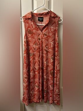 Tramas+ s/m Rust Printed Sleeveless Collared Dress